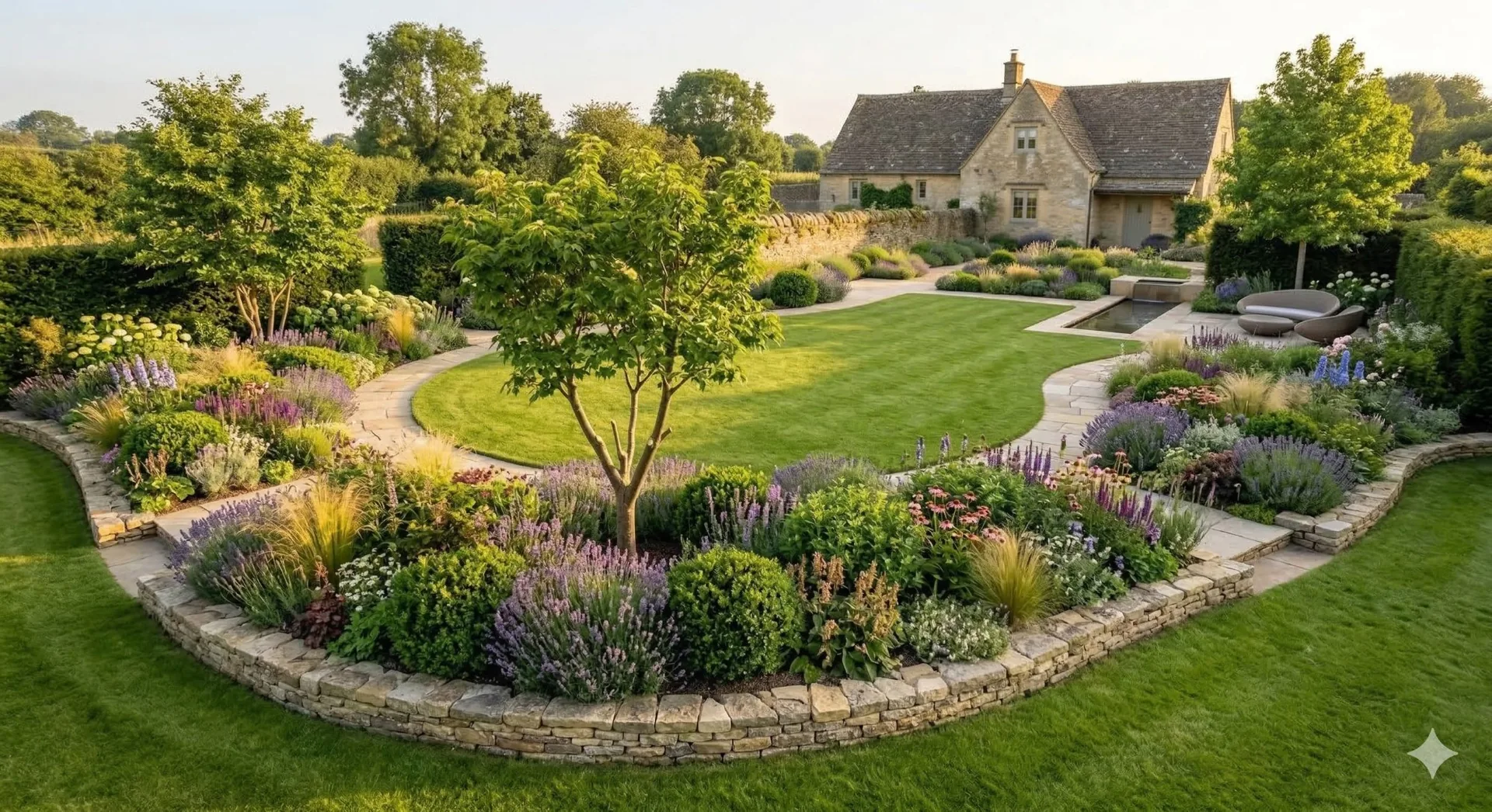 Gartengestaltung mit Bepflanzung und Wegebau in Aichtal